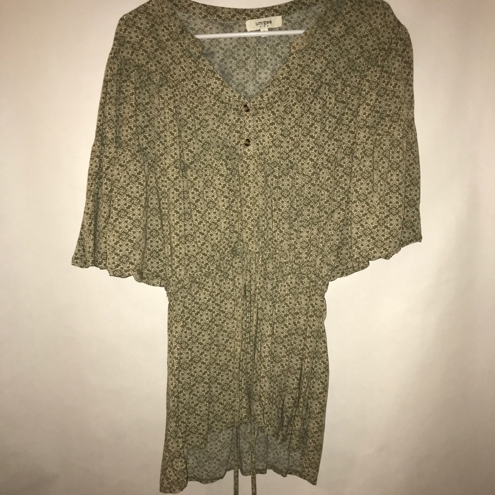 Flowy ties waste blouse with buttons